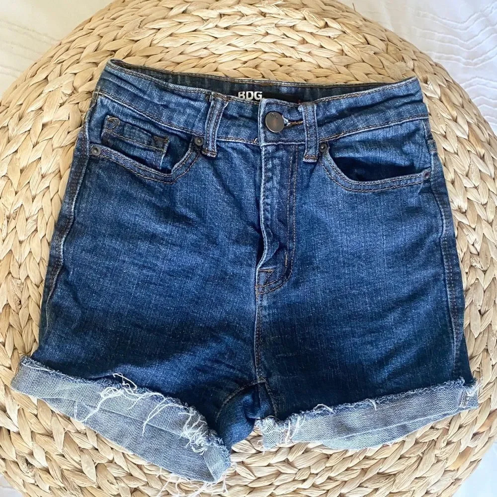 BDG High Rise Women's Semi Distressed Denim Mini Shorts